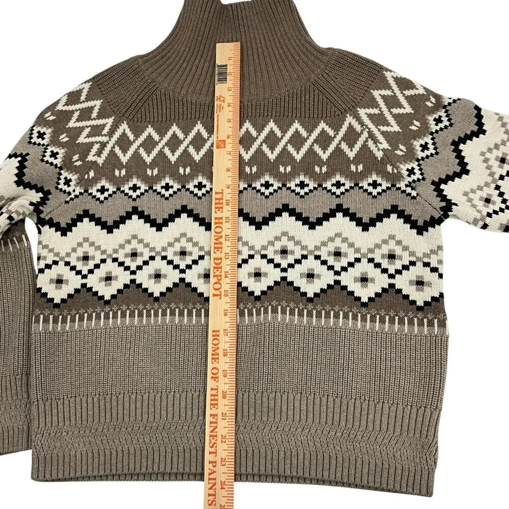 Alp N Rock Leighton Mock Neck Ski Sweater Coffee Brown Womens Large Fair Isle - Picture 9 of 10